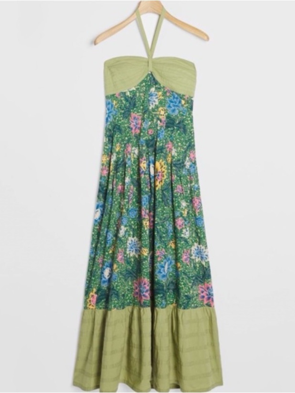 Anthropologie - Zosime Green Floral Halter Maxi Dress - Picture 5 of 6